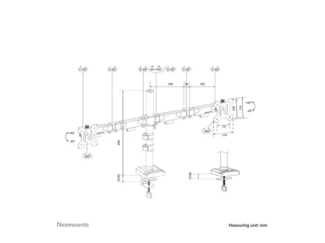 Neomounts DS60-600BL2 - Monteringssett (skjermarm) full bevegelse ...