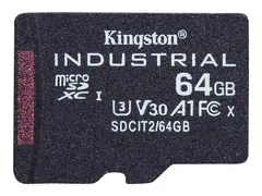 Kingston Industrial - Flashminnekort - 64 GB A1 / Video Class V30 / UHS-I U3 / Class10 - microSDXC UHS-I