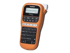 Brother P-Touch PT-E110VP - Etikettmaker S/H - termotransfer - Rull (1,2 cm) - 180 dpi - inntil 20 mm/sek - kutter - 2-linjers utskrift - svart, oransje