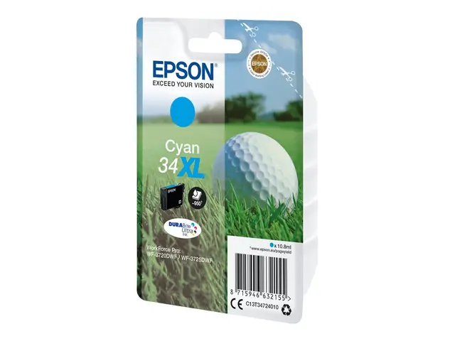 Epson 34XL - 10.8 ml - XL - cyan - original - blære med RF/lyd-ala...