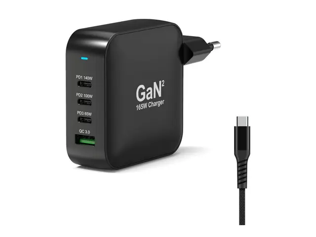 PORT Connect - Strømadapter - GaN II - 165 watt - 5 A - QC 3.0, PD...