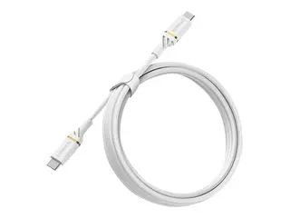 OtterBox Standard - USB-kabel - 24 pin USB-C (hann) til 24 pin USB-C (hann) USB 2.0 - 3 A - 2 m - Power Delivery-st&#248;tte - skyst&#248;vhvit