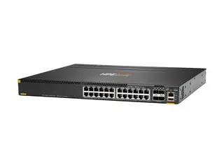 HPE Aruba 6300M - Switch - L3 - Styrt - 24 x 10/100/1000 (PoE+) + 4 x 1 Gigabit / 10 Gigabit / 25 Gigabit / 50 Gigabit SFP56 (opplink / stabling) front og side til bakside - rackmonterbar - PoE+ (720 W)