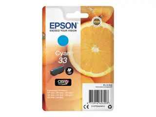 Epson 33 - 4.5 ml - cyan - original - blære med RF/lyd-alarm blekkpatron - for Expression Home XP-530, 630, 635, 830; Expression Premium XP-540, 630, 640, 645, 830, 900
