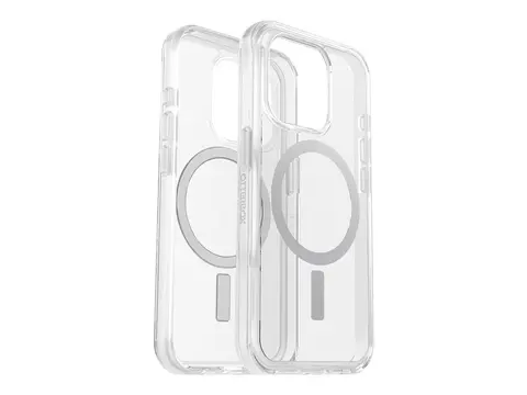OtterBox Symmetry Series Clear Baksidedeksel for mobiltelefon - MagSafe-samsvar - polykarbonat, syntetisk gummi, s&#248;lvfosfatglass - blank - for Apple iPhone 15 Pro