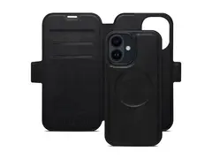 Screenor First - Lommebok for mobiltelefon 2 i 1 - MagSafe-samsvar - ekte skinn, termoplast-polyuretan (TPU) - svart - for Apple iPhone 16