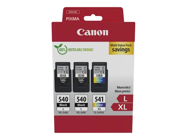 Canon 540L x2/CL-541XL Multipack - 3-pack Høy ytelse svart, farge ...