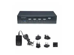 StarTech.com 4-Port DisplayPort KVM Switch, 4K 60Hz, TAA Compliant KVM / lyd / USB-svitsj - 4 x KVM/lyd/USB - 1 lokalbruker - stasjon&#230;r - TAA-samsvar