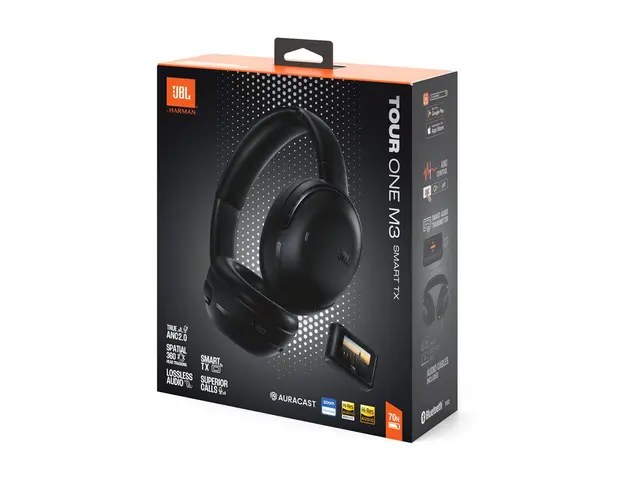 JBL Tour ONE M3 SMART TX - Hodetelefoner med mikrofon full størrelse - Bluetooth - trådløs, kablet - aktiv støydemping - 3,5 mm jakk, USB-C - svart - Zoom Certified 