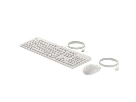 HP 225 - Tastatur- og mussett - ambidextrous, 3-soners layout, standard tastetrykk full size - USB - QWERTY - Pan Nordic - kasjmirhvit