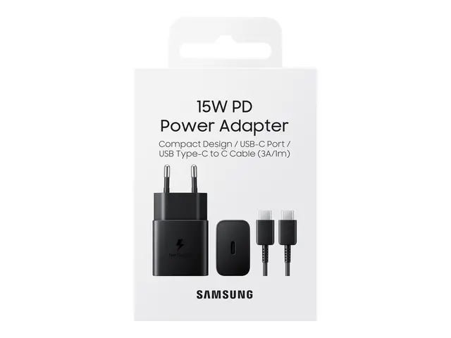 Samsung EP-T1510 - Strømadapter 15 watt 2 A PD (24 pin USB-C) svart
