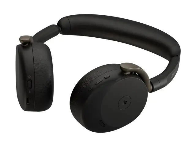 Jabra Evolve3 65 Flex MS - Hodesett - on-ear Bluetooth - trådløs, kablet - aktiv støydemping - USB-C via Bluetooth-adapter, USB-C - svart - Certified for Microsoft Teams, Zoom Certified, Works With Google Meet, MFi Certified 