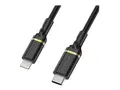 OtterBox Standard - Lightning-kabel Lightning hann til 24 pin USB-C hann - 1 m - svart glimt - USB Power Delivery (60W)