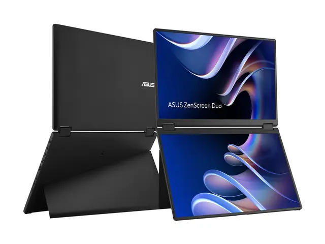 ASUS ZenScreen Duo MB14FCD - Dual LCD-skjerm 14" - portabel - 1920 x 1200 WUXGA @ 60 Hz - IPS - 350 cd/m² - 1200:1 - HDR10 - 5 ms - Mini HDMI, 2xUSB-C - svart 