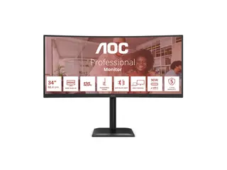 AOC CU34E4CV - LED-skjerm - kurvet - USB 34" - 3440 x 1440 UWQHD @ 120 Hz - VA - 3500:1 - HDR10 - 4 ms - 2xHDMI, DisplayPort, USB-C - høyttalere - svart