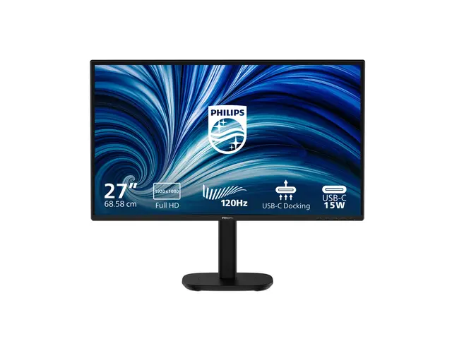 Philips 27B2U3301 - 3000 Series - LED-skjerm 27" - 1920 x 1080 Full HD @ 120 Hz - IPS - 350 cd/m² - 1500:1 - 4 ms - HDMI, DisplayPort, USB-C - høyttalere - svart 