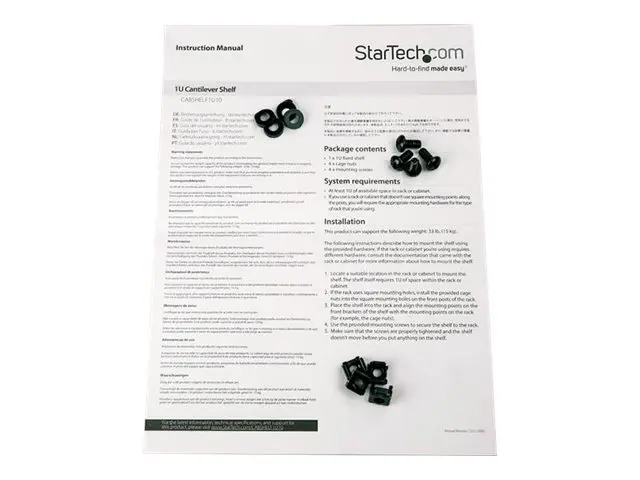 StarTech.com 1U Fixed Server Rack Mount Shelf, 10in Deep Steel Uni...