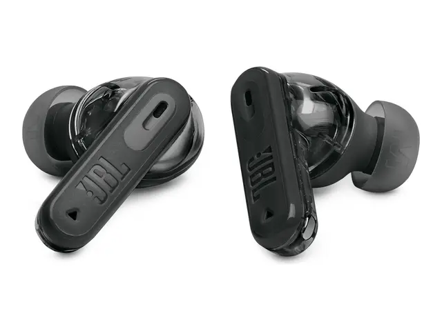 JBL TUNE Beam 2 - Ghost Edition - True wireless-hodetelefoner med mikrofon i øret - Bluetooth - aktiv støydemping - spøkelsessvart 