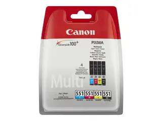 Canon CLI-551 C/M/Y/BK Multipack - 4-pack 7 ml - svart, cyan, magenta, gul - original - hengeboks - blekkbeholder - for PIXMA iP7250, iP8750, iX6850, MG5550, MG5650, MG6450, MG6650, MG7150, MG7550, MX725, MX925