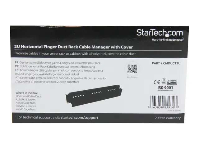 StarTech.com Horizontal 2U Server Rack Cable Management Finger Duc...