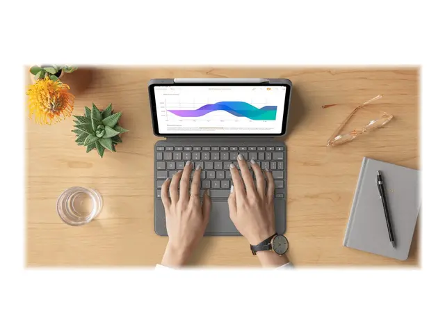 Logitech Combo Touch - Tastatur og folioveske - med styrepute - ba...