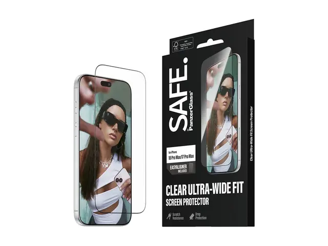 SAFE. by PanzerGlass® Screen Protector iPhone 2026 Pro Max | 17 Pro Max | Ultra-Wide Fit m. EasyAligner 