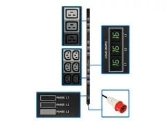 Eaton Tripp Lite Series PDU 3-Phase Metered 240V/230V/220V 11.5kW C13 C19 Vertical 0URM vertical rackmount - str&#248;mfordelerenhet - 11.5 kW