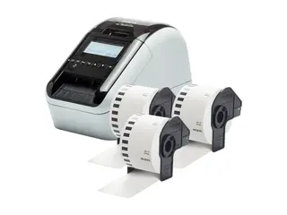 Brother QL-820NWBcVM - Etikettskriver - tofarget (monokrom) direktetermisk - Rull (6,2 cm) - 300 x 600 dpi - inntil 110 etiketter/min - USB 2.0, Bluetooth 5.2, Wi-Fi(n), LAN - kutter - skinnende svart, hvit