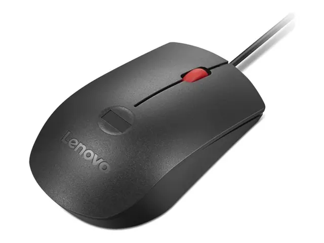 Lenovo - Mus optisk 3 knapper kablet USB svart, rød