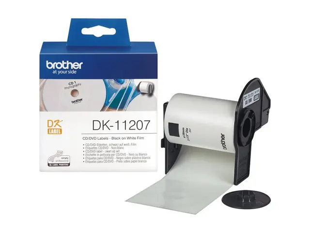 Brother DK-11207 - Svart på hvitt 100 CD/DVD etiketter for QL-1050...
