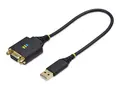 StarTech.com 1ft/30cm USB to Null Modem Serial Adapter Cable, FTDI, RS232 USB / seriell-kabel - USB (hann) til DB-9 (hunn) skrubar - 30 cm - formst&#248;pt, robust - svart