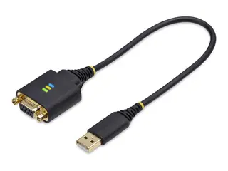 StarTech 1ft/30cm USB to Null Modem Serial Adapter Cable, FTDI, RS232 USB / seriell-kabel - USB (hann) til DB-9 (hunn) skrubar - 30 cm - formstøpt, robust - svart