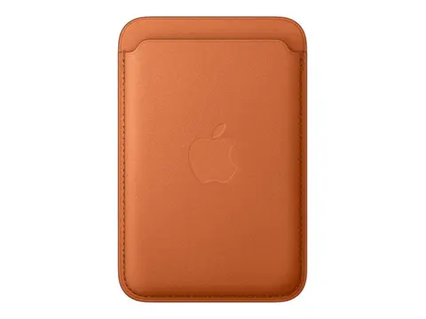 Apple - Lomme for mobiltelefon / kredittkort MagSafe-samsvar - mikrotvill, FineWoven - rev orange - for iPhone 12, 13, 14, 15, 16, 16e, 17, 17e, 18, Air