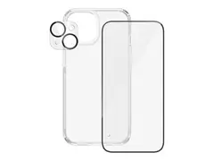 PanzerGlass - 3-i-1 Pakke - skjerm / linse / bakbeskyttelsessett for mobiltelefon glass - rammefarge svart - for Apple iPhone 15