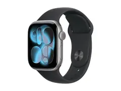 Apple Watch Series 11 (GPS + Cellular) 42 mm - space gray aluminum - smartklokke med sportsb&#229;nd - fluorelastomer - svart - b&#229;ndbredde: M/L - 64 GB - LTE, Wi-Fi 4, UWB, Bluetooth - 5G - 29.7 g