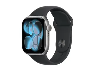 Apple Watch Series 11 (GPS + Cellular) - 42 mm space gray aluminum - smartklokke med sportsb&#229;nd - fluorelastomer - svart - b&#229;ndbredde: M/L - 64 GB - LTE, Wi-Fi 4, UWB, Bluetooth - 5G - 29.7 g