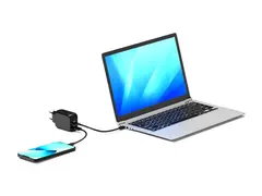 PORT Connect - Strømadapter - GaN - 65 watt 3.25 A - PD, QC 3.0 - 2 utgangskontakter (USB-type A, USB-C) - Europa