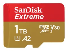 SanDisk Extreme - Flashminnekort (microSDXC til SD-adapter inkludert) 1 TB - A2 / Video Class V30 / UHS-I U3 / Class10 - microSDXC UHS-I
