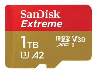SanDisk Extreme - Flashminnekort (microSDXC til SD-adapter inkludert) 1 TB - A2 / Video Class V30 / UHS-I U3 / Class10 - microSDXC UHS-I