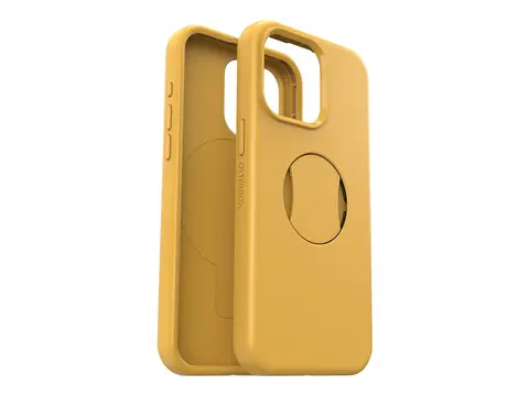 OtterBox OtterGrip Symmetry Series Baksidedeksel for mobiltelefon - MagSafe-samsvar - polykarbonat, syntetisk gummi - poppelglimmer 2.0 (gul) - for Apple iPhone 15 Pro Max