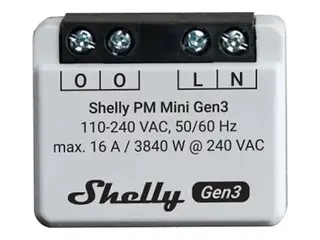 Shelly PM Mini Gen3 - Strømmåler - trådløs 802.11 b/g/n, Bluetooth 4.2 - 2401 - 2495 MHz, 2400 - 2483.5 Mhz - svart, lysegrå (en pakke 2)
