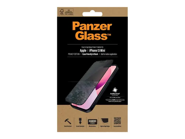 PanzerGlass - Skjermbeskyttelse for mobiltelefon - glass - med per...