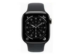 Apple Watch Series 11 (GPS + Cellular) - 42 mm skifer titan - smartklokke med sportsb&#229;nd - fluorelastomer - svart - b&#229;ndbredde: S/M - 64 GB - Bluetooth, LTE, Wi-Fi 4, UWB - 5G - 34.6 g