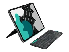 Logitech Flip Folio - Tastatur og folioveske full size - trådløs - Bluetooth 5.1 LE - AZERTY - Fransk - grafitt - for Apple 13-inch iPad Air (M2, M3); 13-inch iPad Pro (M4, M5)
