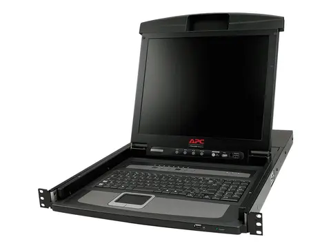 APC LCD Console - KVM-konsoll med KVM-svitsj 8 porter - PS/2 - 17" - kan monteres i rack - VGA - svart - 1U - for P/N: SMTL2K2RM2UCLNC, SMTL3KRM2UCLNC, SRT5KRMXLT-A, SRT6KRMXLT-A, SRT8KRMXLT-A