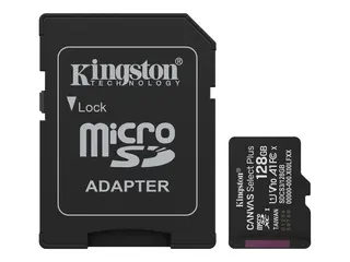 Kingston Canvas Select Plus - Flashminnekort (microSDXC til SD-adapter inkludert) 128 GB - A1 / Video Class V10 / UHS-I U1 / Class10 - microSDXC UHS-I
