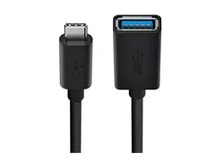 Belkin 3.0 USB-C to USB-A Adapter USB-adapter - 24 pin USB-C (hann) reversibel til USB-type A (hunn) - USB 3.0 - 3 A - svart