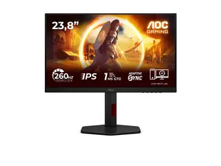 AOC Gaming 24G4ZR - LED-skjerm - gaming - 24" (23.8" synlig) 1920 x 1080 Full HD (1080p) @ 240 Hz - Fast IPS - 1000:1 - HDR10 - 0.3 ms - 2xHDMI, DisplayPort - svart, rød
