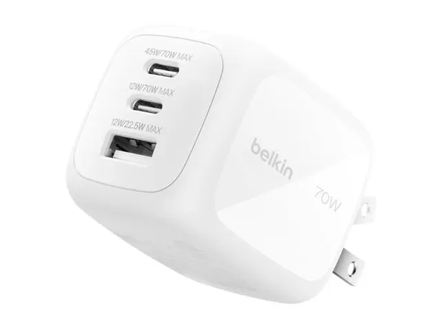 Belkin BoostCharge Pro - Strømadapter GaN 70 watt PD 3.1/PPS 3 utg...