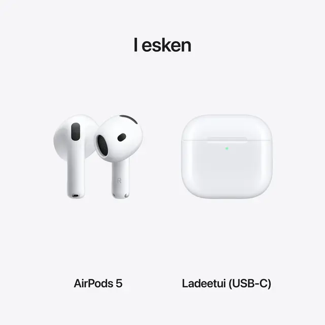 Apple AirPods 5 - True wireless-hodetelefoner med mikrofon ørepropp - Bluetooth - aktiv støydemping - hvit 